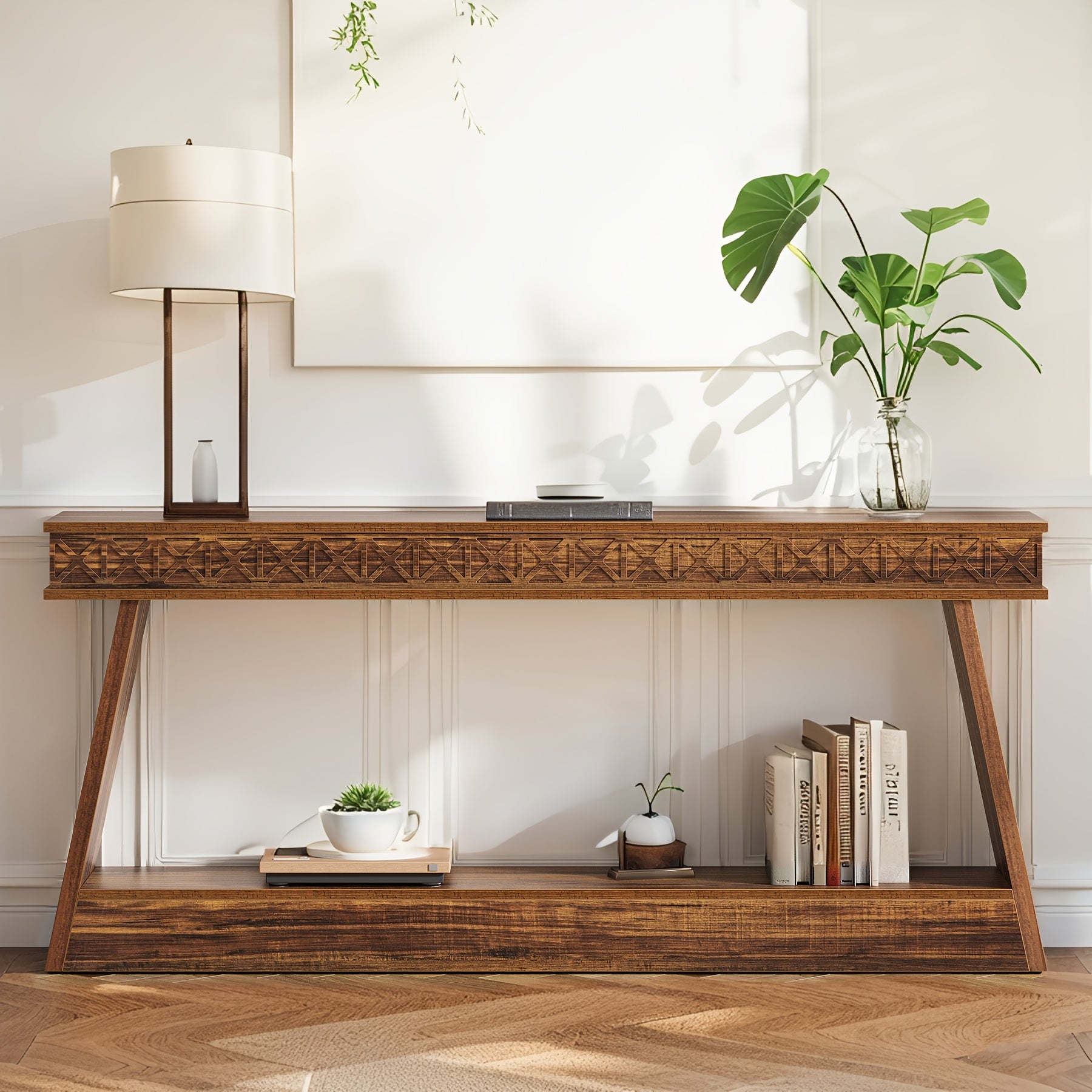 Console Table, 2-Tier Entrance Table, Behind Sofa Table, Sturdy And Stable, for Living Room, Entryway, Foyer, Corridor, Office
