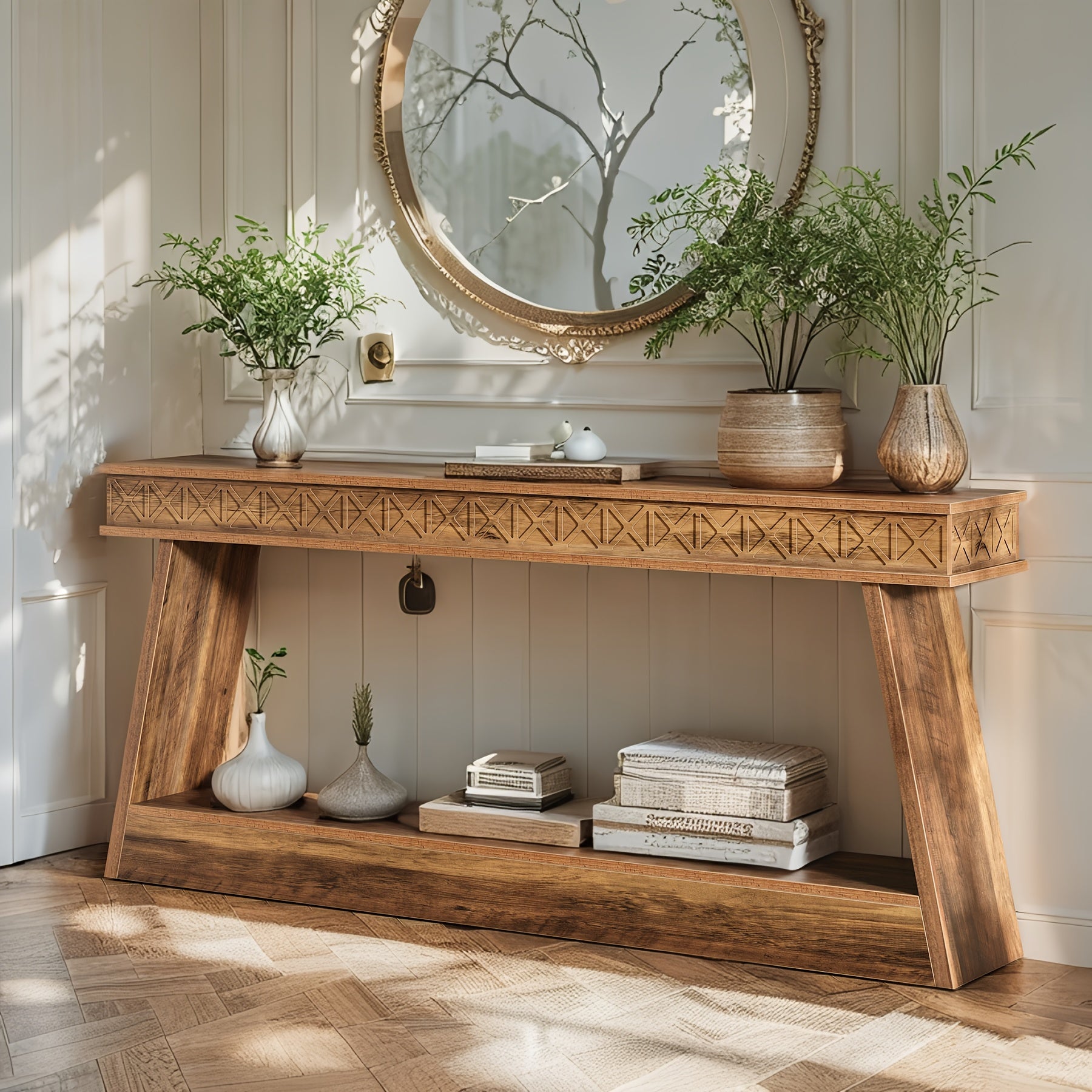 Console Table, 2-Tier Entrance Table, Behind Sofa Table, Sturdy And Stable, for Living Room, Entryway, Foyer, Corridor, Office