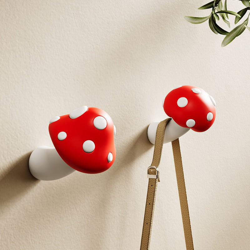 Adorable Mushroom-Shaped Wall Hooks - Hole-Free Adhesive Suitable for Doors, Walls, Key & Coat Hooks - Rustic Farmhouse Decor with Seamless Installation, -Free Removal for Entrance Hallway Storage, Plastic Hooks for, Entryway