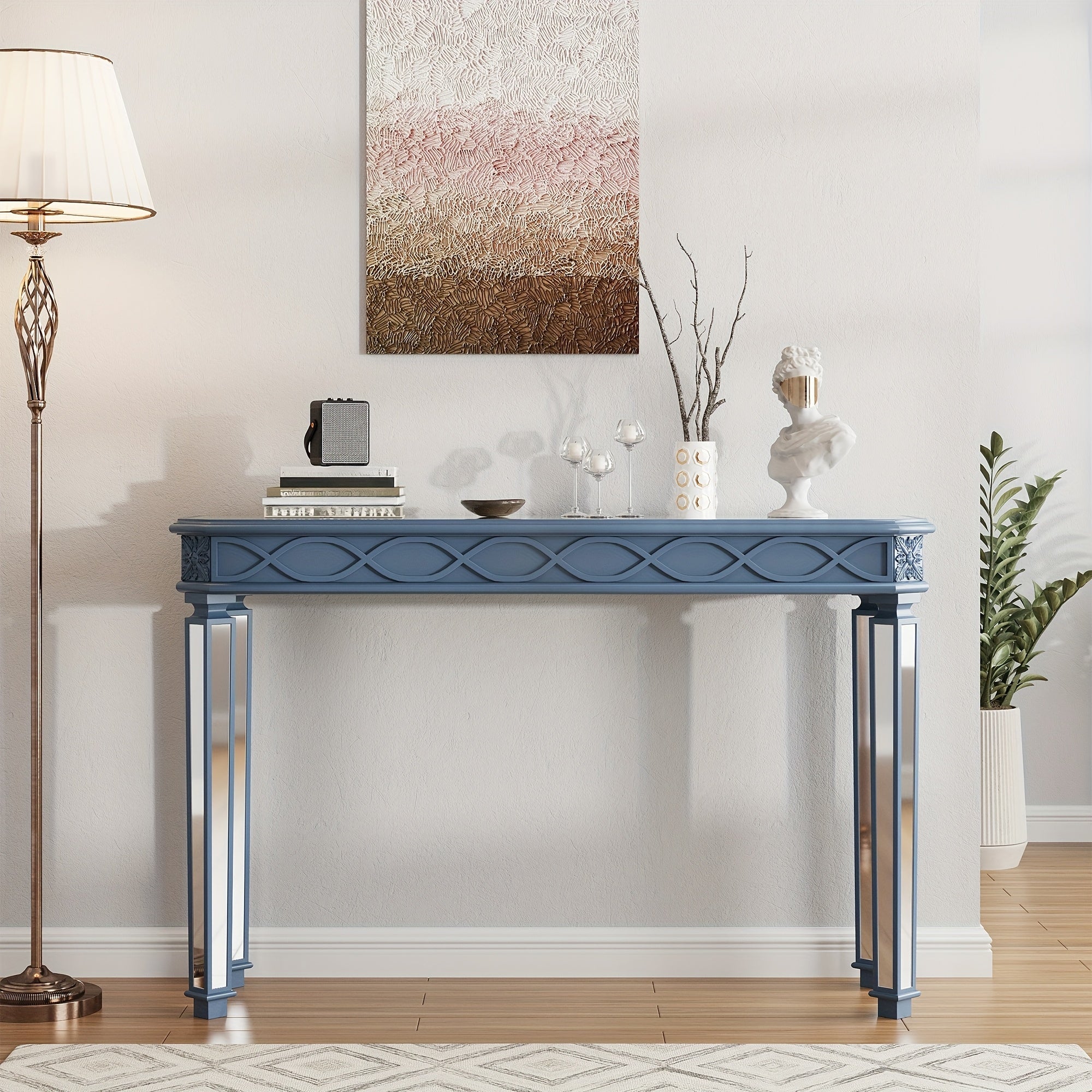 Art Entrance Table, Console Table Behind The Sofa, Narrow Long Entrance In The Hallway, Living Room, Hallway, Behind The Sofa