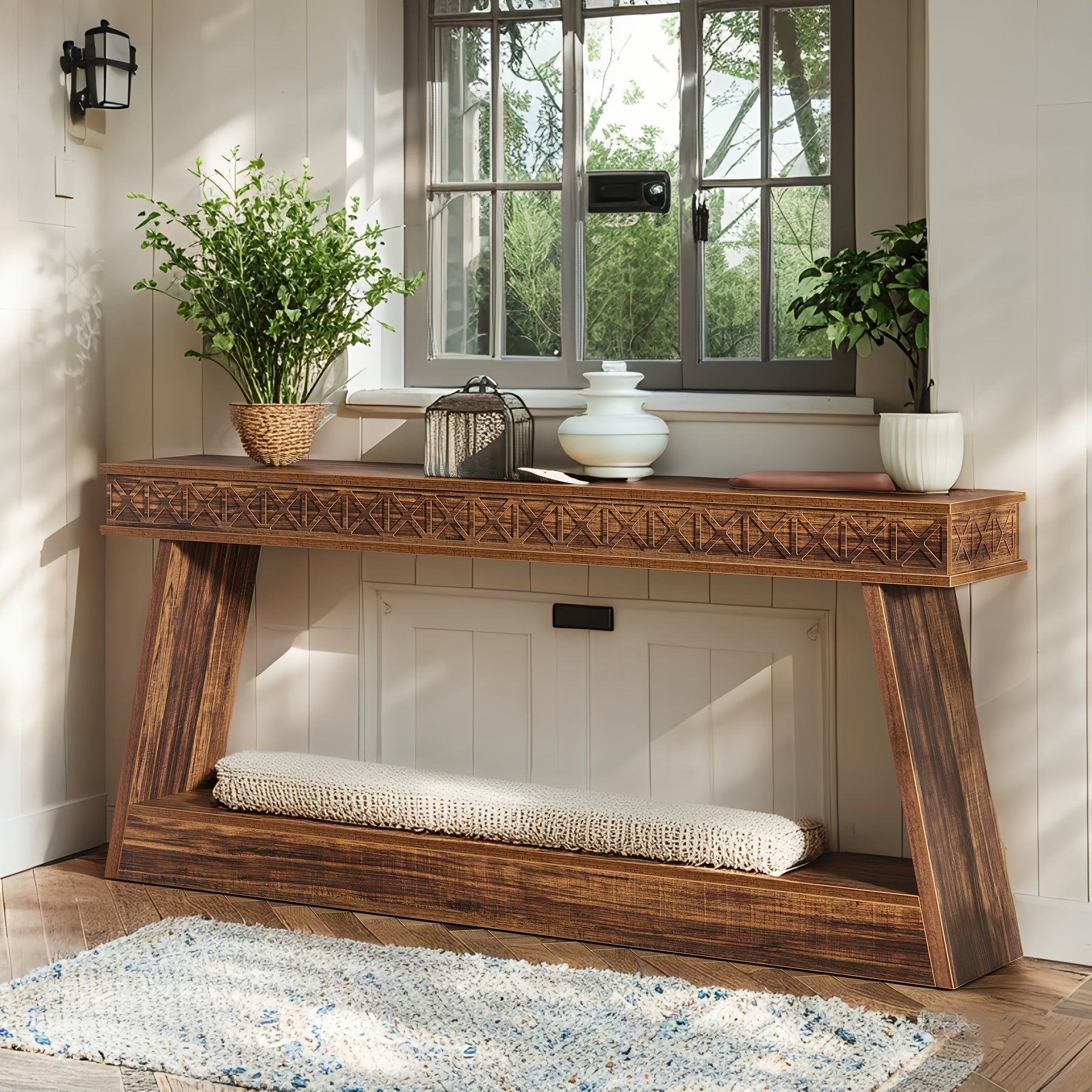 Console Table, 2-Tier Entrance Table, Behind Sofa Table, Sturdy And Stable, for Living Room, Entryway, Foyer, Corridor, Office