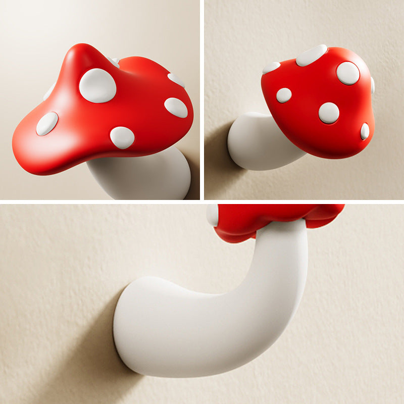 Adorable Mushroom-Shaped Wall Hooks - Hole-Free Adhesive Suitable for Doors, Walls, Key & Coat Hooks - Rustic Farmhouse Decor with Seamless Installation, -Free Removal for Entrance Hallway Storage, Plastic Hooks for, Entryway