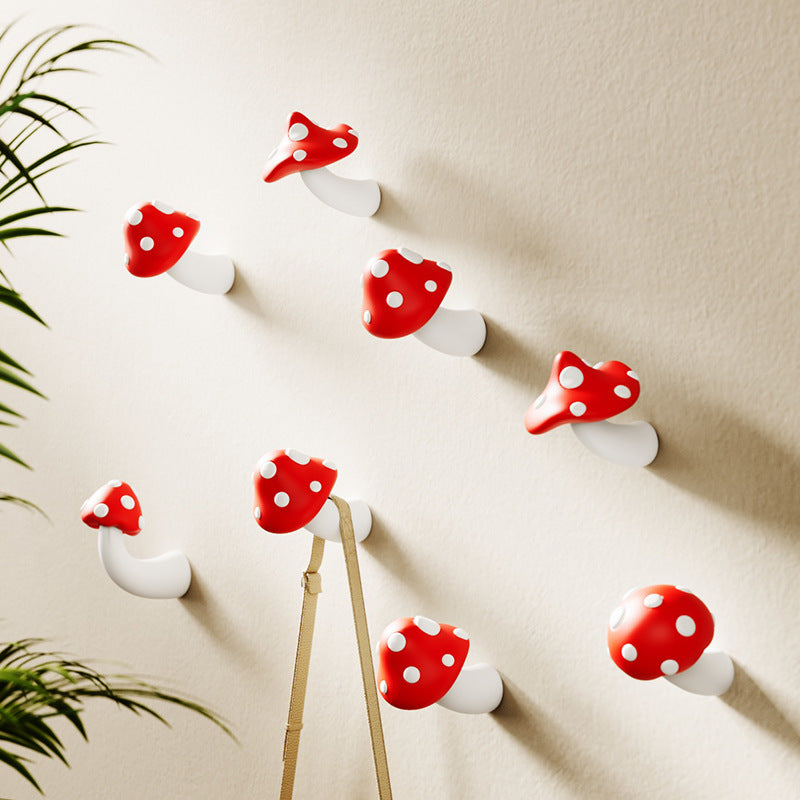 Adorable Mushroom-Shaped Wall Hooks - Hole-Free Adhesive Suitable for Doors, Walls, Key & Coat Hooks - Rustic Farmhouse Decor with Seamless Installation, -Free Removal for Entrance Hallway Storage, Plastic Hooks for, Entryway