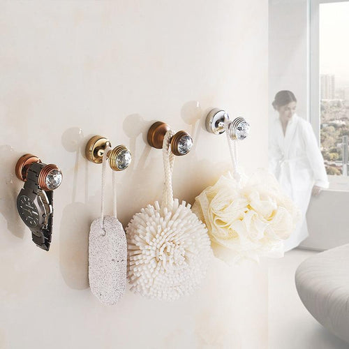 1pc Vintage Style Metal Coat Hook with Golden End for Bathroom | No-Drill Wall Mount Behind Door