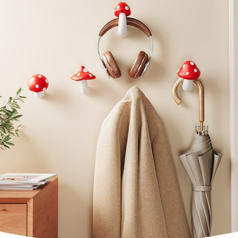 Cute Mushroom Shaped Wall Hook - No Punching Adhesive, Suitable for Facade, Wall, Key And Hat Hooks - Rural Farmhouse Style Decoration, Seamless Installation, No Mark Removal, Suitable for Entrance Corridor Storage, Plastic Hook, for Foyer