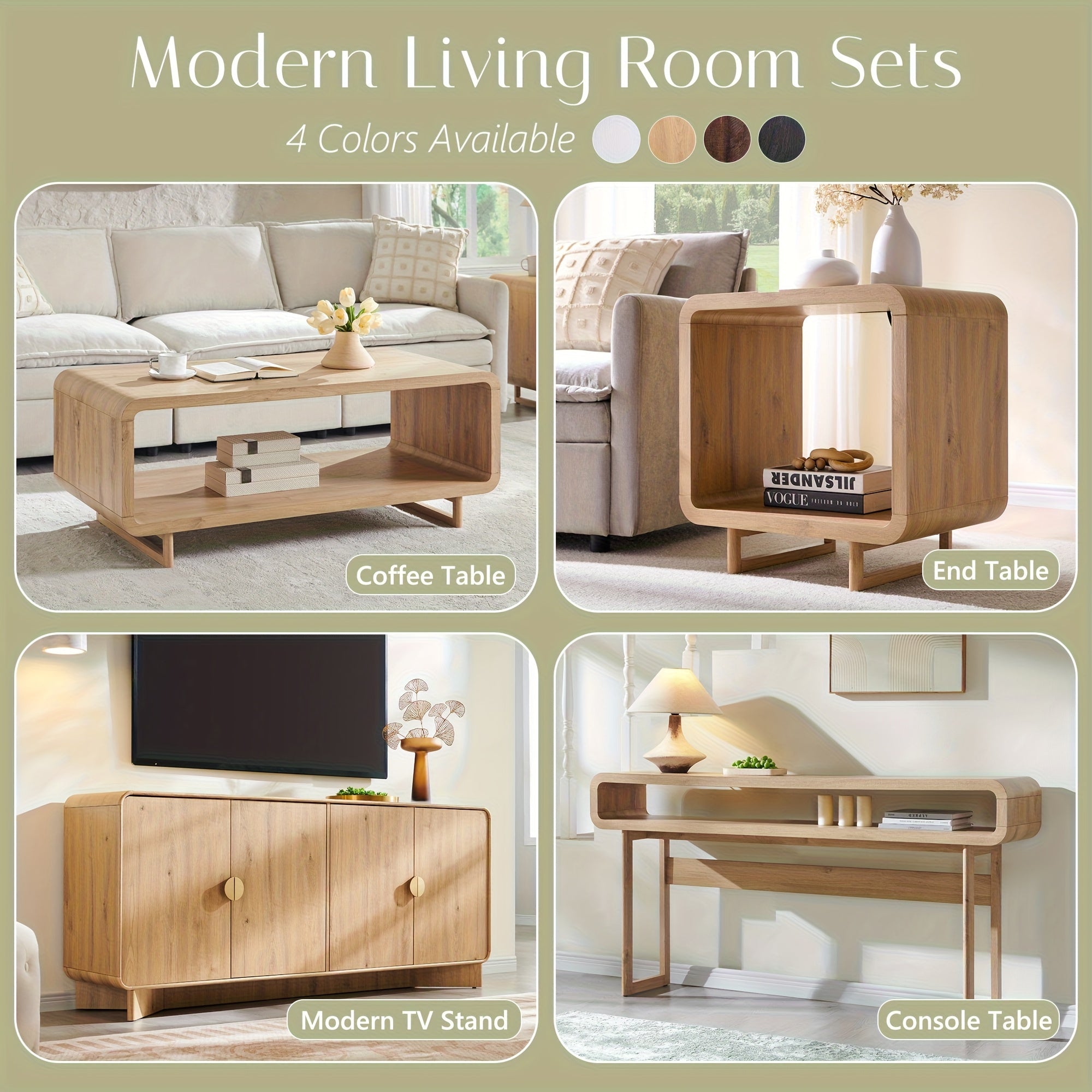 63-Inch Long Console Table, Modern Wood Entryway Table with Open Storage Shelf, Curved Profile Design, for Living Room, Hallway, Foyer