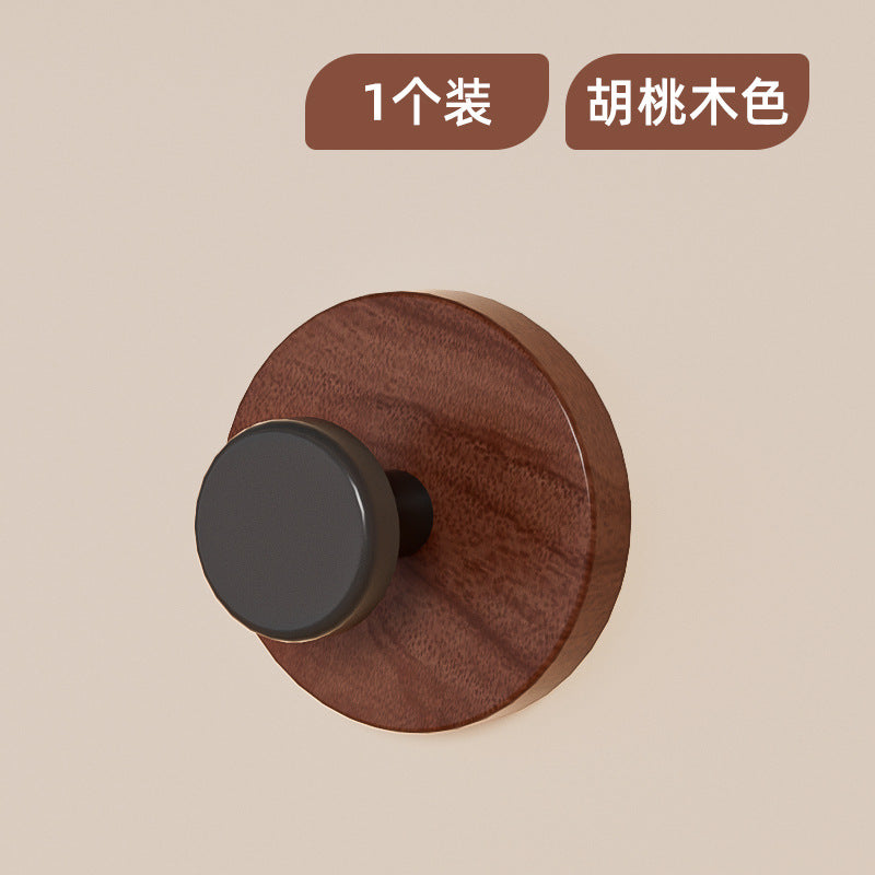 Walnut Wood Grain Suction Cup Door Hook - No-Drill Wall-Mounted Adhesive Hook Suitable for Entryway, Bathroom, Shower, Bathtub - Strong Hold Wood Organizer Hook for Towels, Robes, Clothes - Modern Door & Wall Hanger