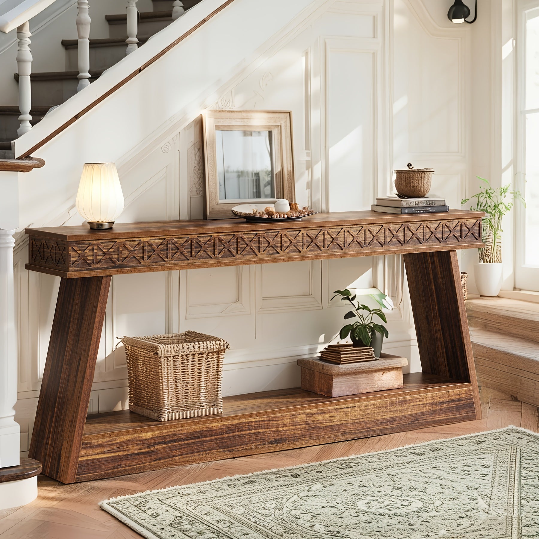 Console Table, 2-Tier Entrance Table, Behind Sofa Table, Sturdy And Stable, for Living Room, Entryway, Foyer, Corridor, Office